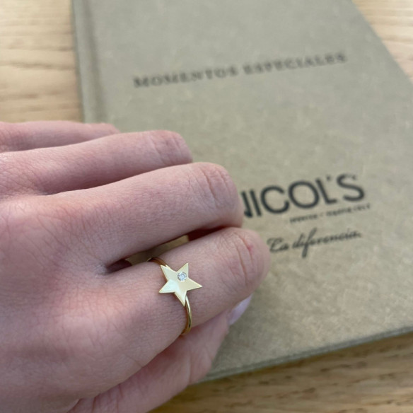 Anillo Estrella Diamante Oro Amarillo Always - diseños actuales