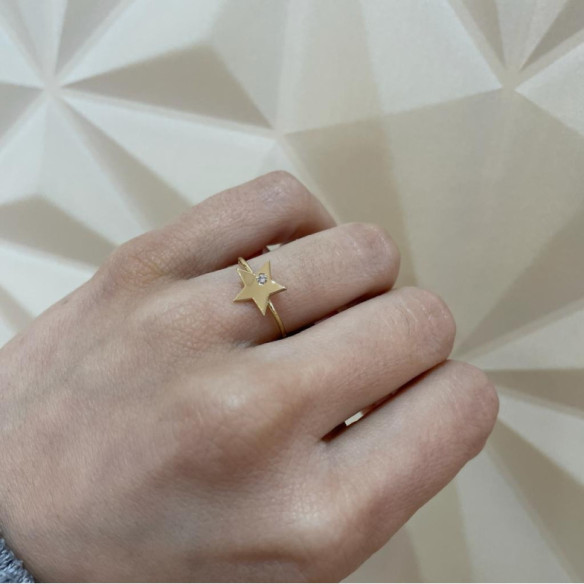 Anillo Estrella Diamante Oro Amarillo Always - diseños actuales