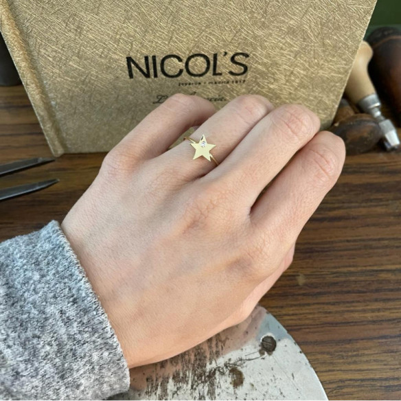 Anillo Estrella Diamante Oro Amarillo Always - diseños actuales