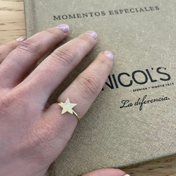 Anillo Estrella Diamante Oro Amarillo Always - diseños actuales