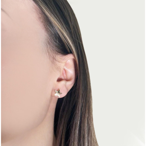 Pendientes Estrella Diamante Oro Amarillo Always - curto