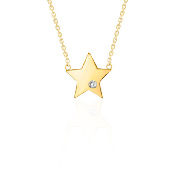 Yellow Gold Diamond Circle Necklace ALWAYS - Necklaces