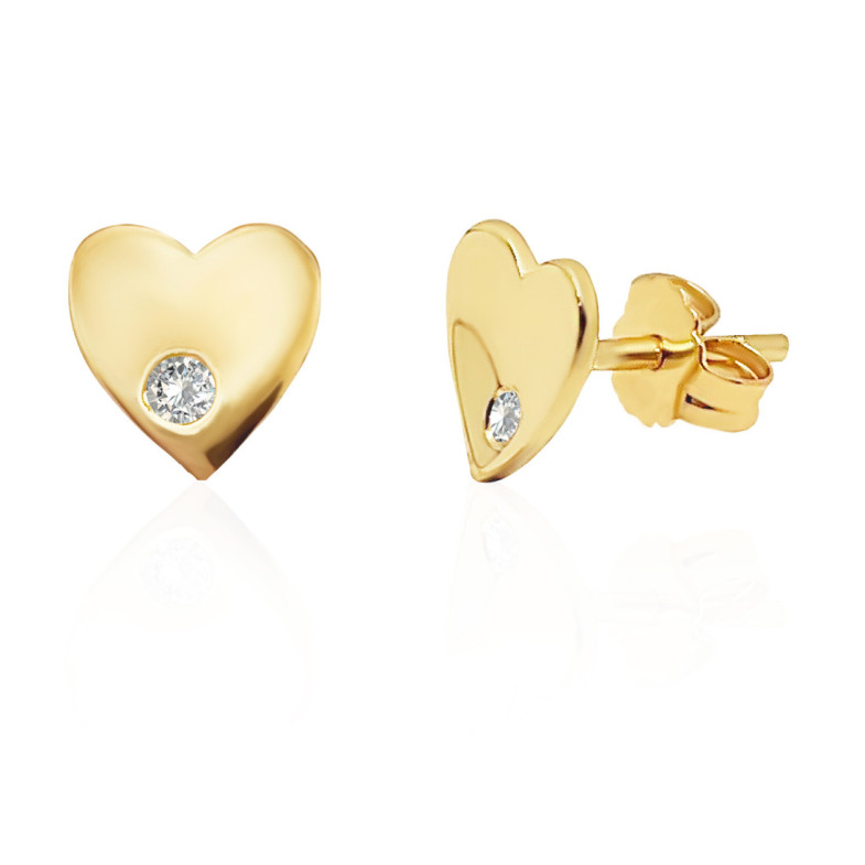 Pendientes Corazón Diamante Oro Amarillo Always - kurze