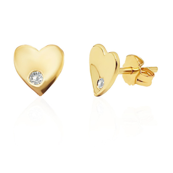 Pendientes Corazón Diamante Oro Amarillo Always - curto