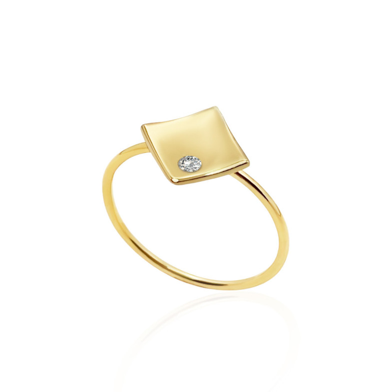 Anillo Rombo Diamante Oro Amarillo Always - diseños actuales
