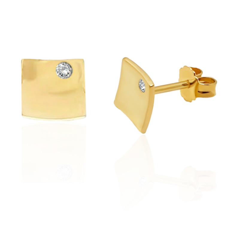 Pendientes Rombo Diamante Oro Amarillo Always - corto