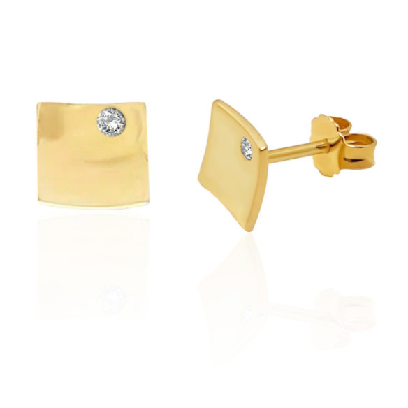 Pendientes Rombo Diamante Oro Amarillo Always - corto