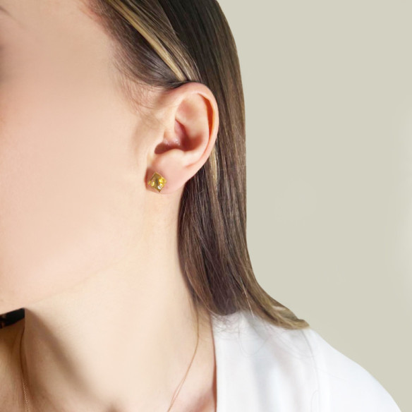 Pendientes Rombo Diamante Oro Amarillo Always - corto