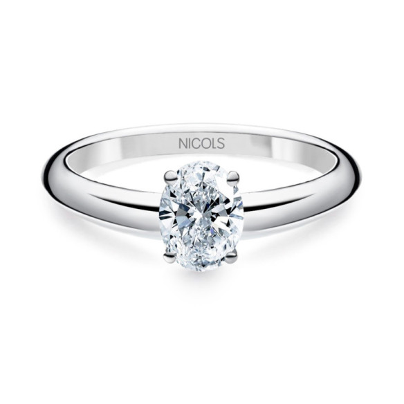 Anillo Solitario Olivia 0.50 - Solitarios de Oro Blanco