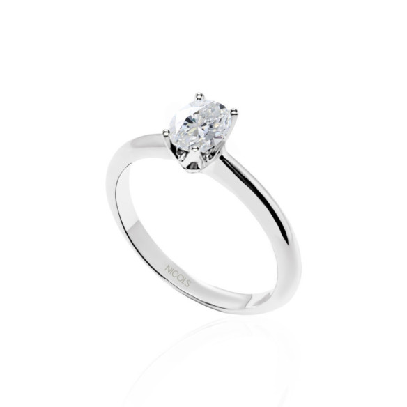 Anillo Solitario Olivia 0.50 - Solitarios de Oro Blanco
