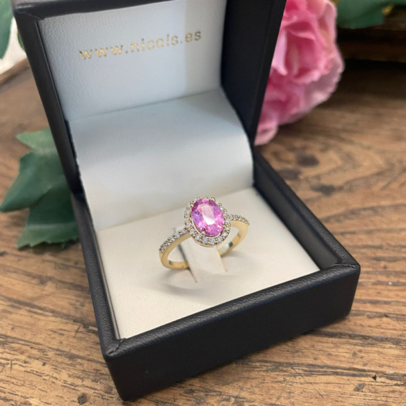 Dahlia Sunset Pink Sapphire Ring 1.20Ct Yellow Gold - Anniversary Rings