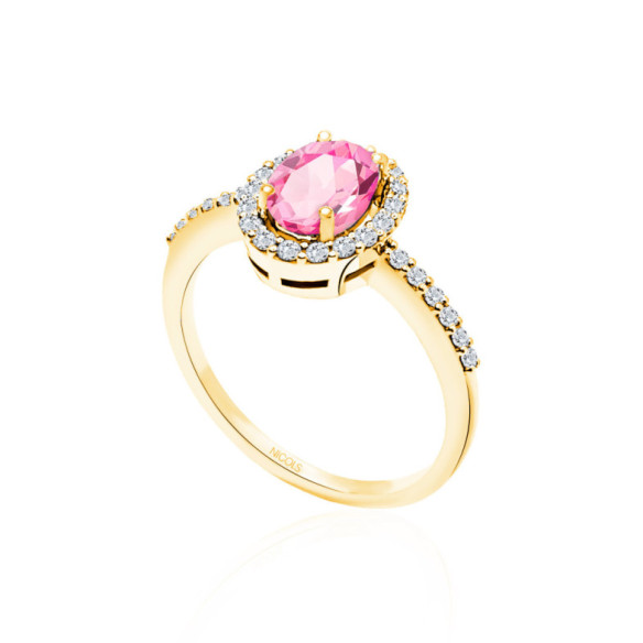 Dahlia Sunset Pink Sapphire Ring 1.20Ct Yellow Gold - Anniversary Rings