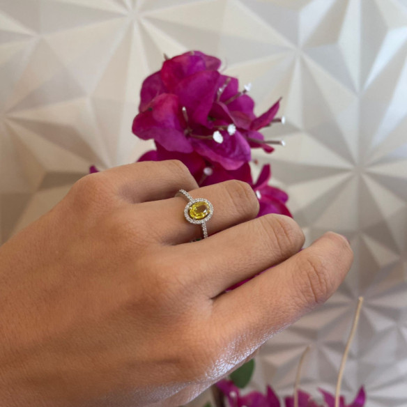 Anillo Zafiro Amarillo Dalia Sunset 1.00 - Bagues en saphir