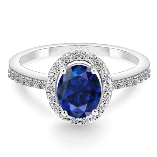 Anillo Zafiro Azul Dalia Sunset 1.00 Oro Blanco - ANILLOS