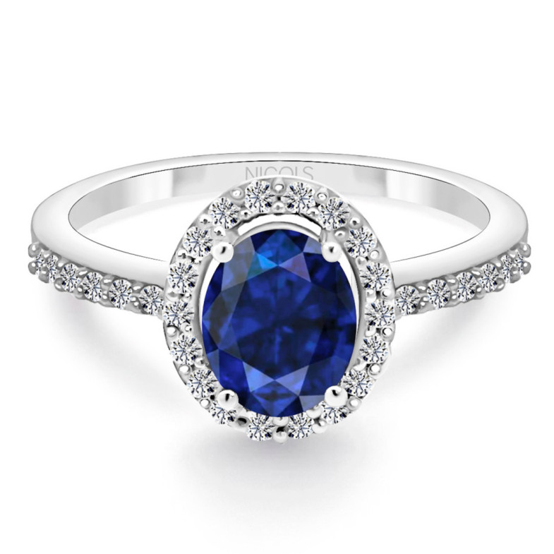 Dahlia Sunset Blue Sapphire Ring 1.00 White Gold - Rings