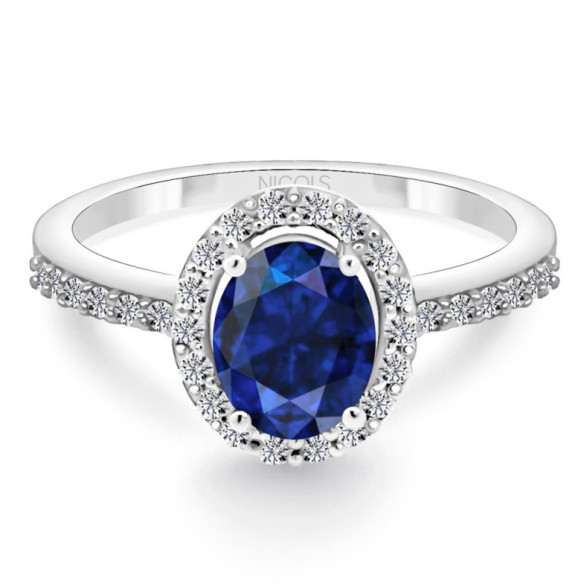 Dahlia Sunset Blue Sapphire Ring 1.00 White Gold - Rings