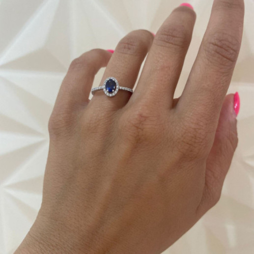 Anillo Zafiro Azul Dalia Sunset 1.00 Oro Blanco - ANILLOS 2