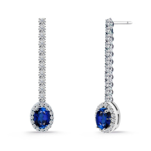 Pendientes Riviere Zafiro oval y Diamantes - Pendientes de Zafiro