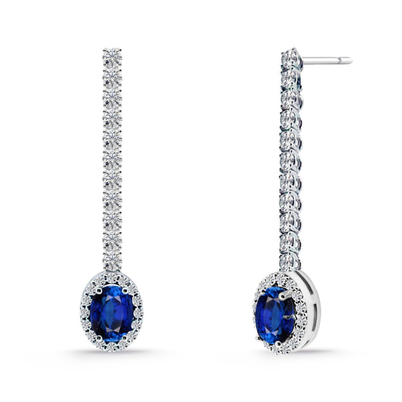 Riviere Oval Sapphire and Diamond Earrings - Sapphire earrings