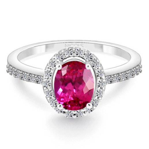 Ruby Dahlia Sunset Ring 1.00 White Gold - Red Engagement Rings