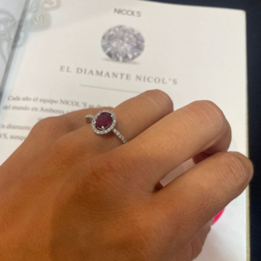 Anillo Rubi Dalia Sunset 1.00 Oro Blanco - Anelli di fidanzamento rosso 2