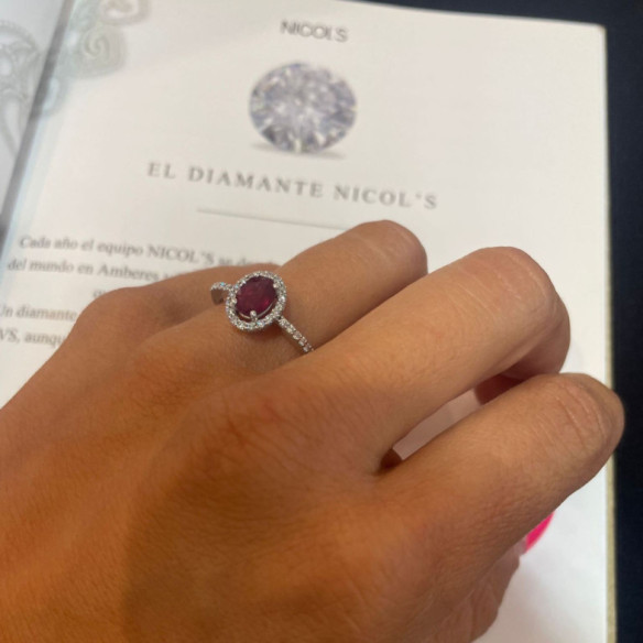 Anillo Rubi Dalia Sunset 1.00 Oro Blanco - Anillos de Compromiso Rojo