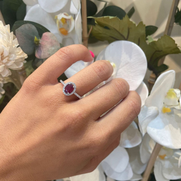Anillo Rubi Dalia Sunset 1.00 Oro Blanco - Anillos de Compromiso Rojo