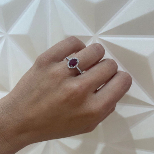 Anillo Rubi Dalia Sunset 1.00 Oro Blanco - Anéis de noivado vermelho