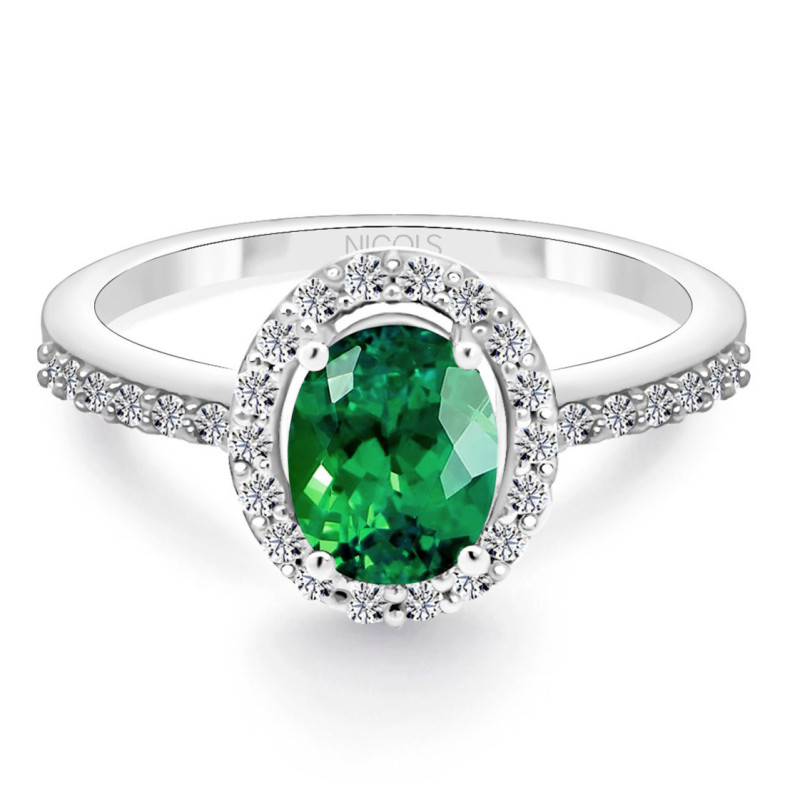 Emerald Dahlia Sunset Ring 1.00 White Gold - Emerald rings