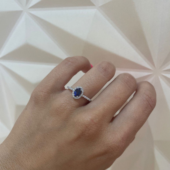 Dahlia Sunset Blue Sapphire Ring 0.60 - Rings