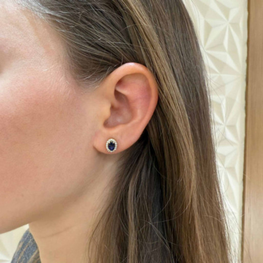 Pendientes Zafiro oval Orla Sunset 1.20 oro amarillo - Pendientes de Zafiro 2