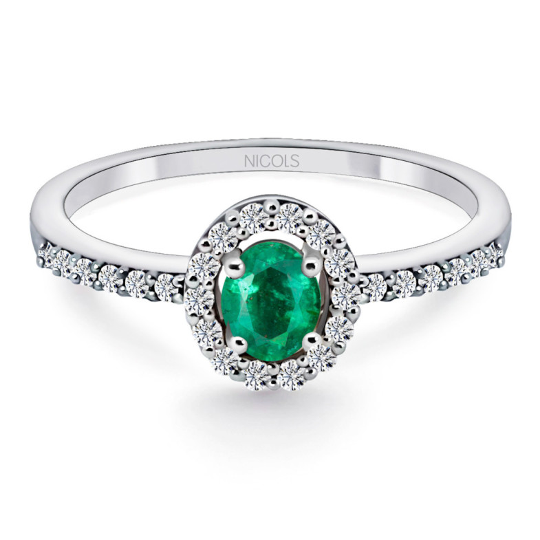 Anillo Esmeralda Sunset 0.55 Oro Blanco - Anéis esmeralda