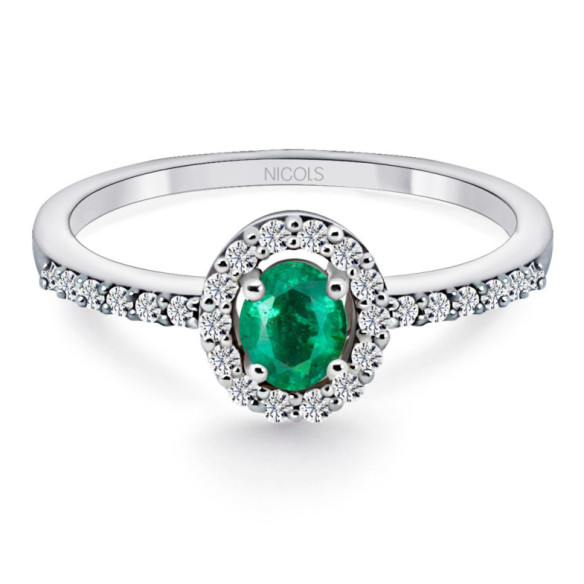 Anillo Esmeralda Sunset 0.55 Oro Blanco - Anéis esmeralda