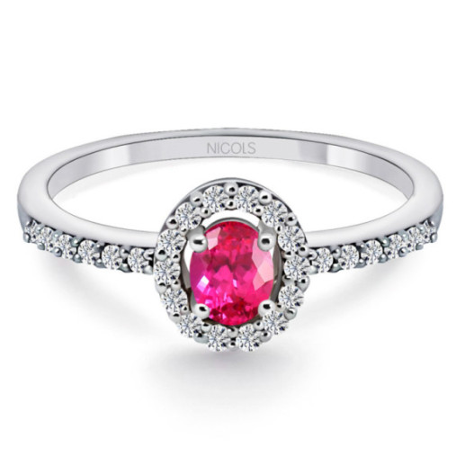 Anillo Rubi Dalia Sunset 0.55 Oro Blanco - Anelli di fidanzamento rosso