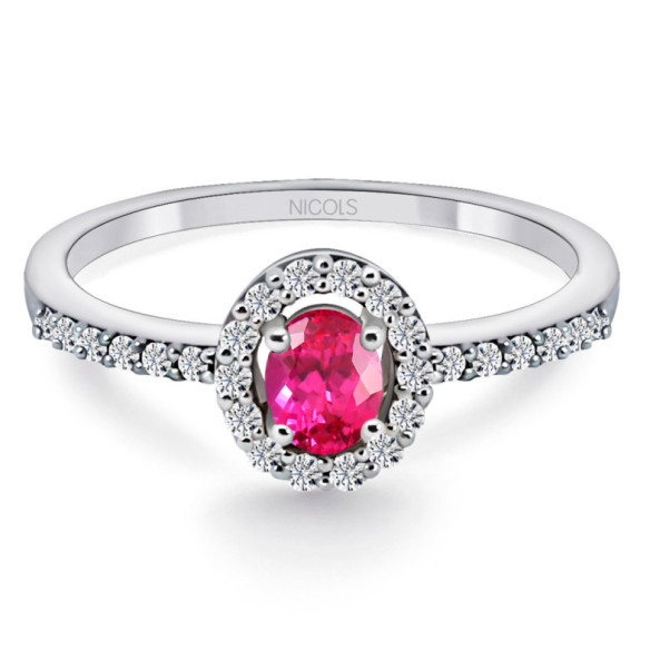 Anillo Rubi Dalia Sunset 0.55 Oro Blanco - Bagues de fiançailles rouges