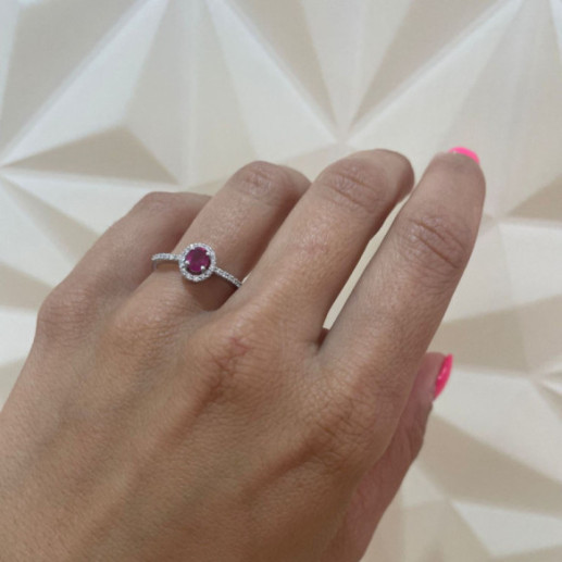 Anillo Rubi Dalia Sunset 0.55 Oro Blanco - Anillos de Compromiso Rojo 2