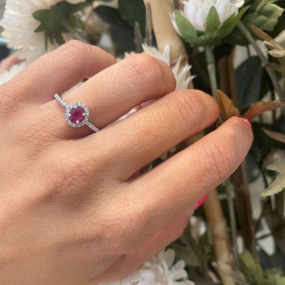 Anillo Rubi Dalia Sunset 0.55 Oro Blanco - Anéis de noivado vermelho