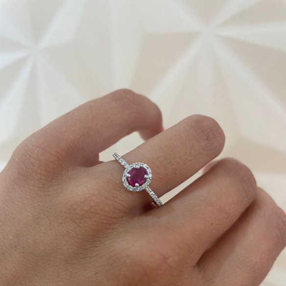Anillo Rubi Dalia Sunset 0.55 Oro Blanco - Anelli di fidanzamento rosso