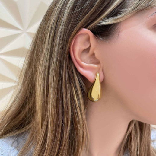Pendientes Gota Agua 37mm Nochentera - Pendientes de Oro Sin Piedras 2