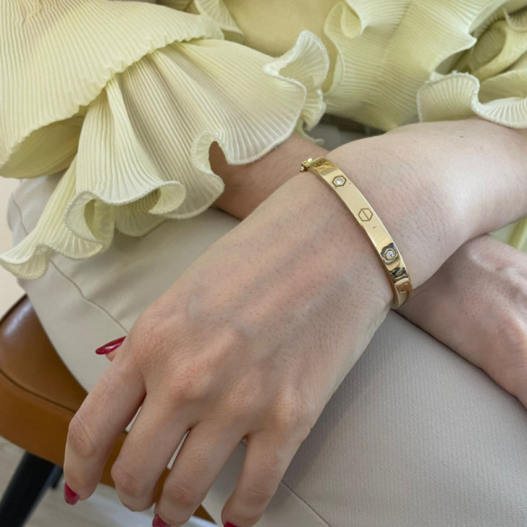 Gold Bracelet Screws and diamonds Harmony 6mm - Gold bracelets