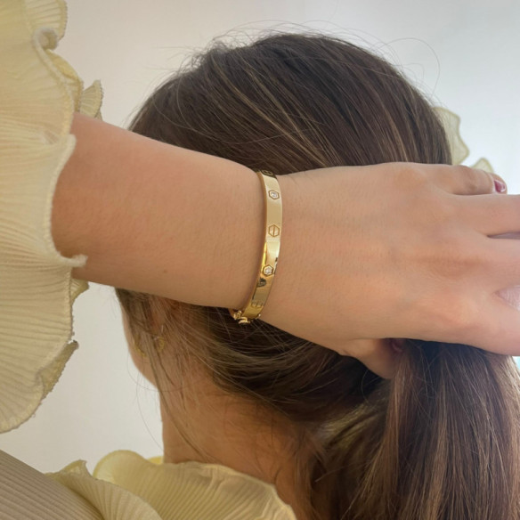 Gold Bracelet Screws and diamonds Harmony 6mm - Gold bracelets