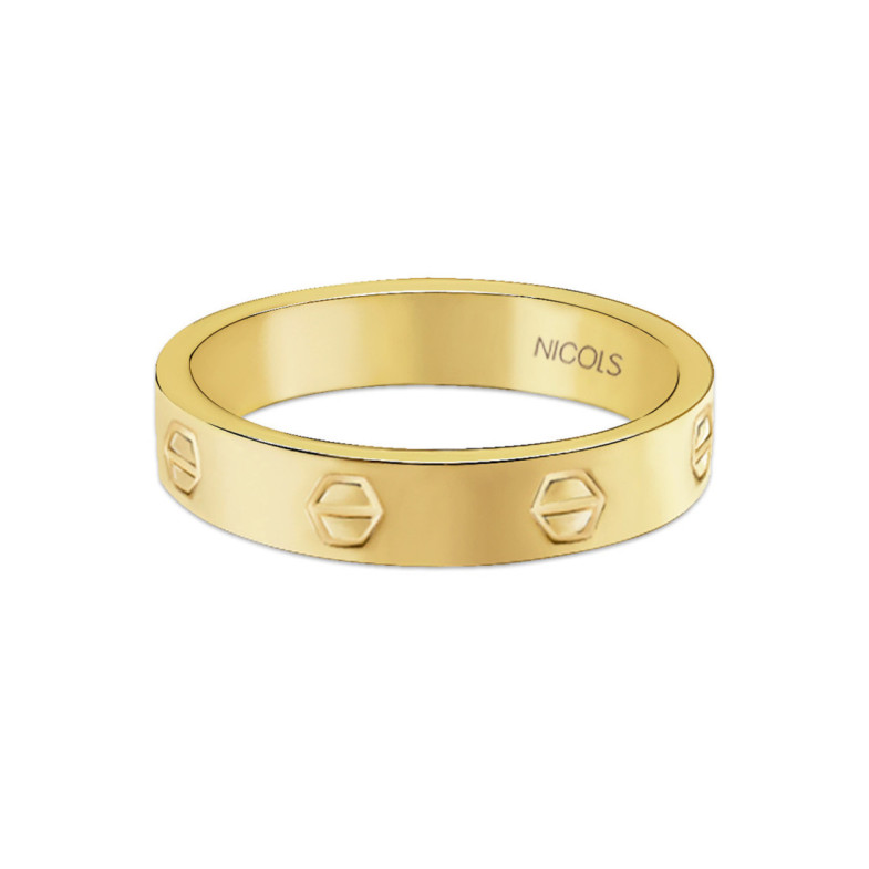 Anillo de Oro Tornillos Armonía 4mm - Anillos de Oro Sin Piedras