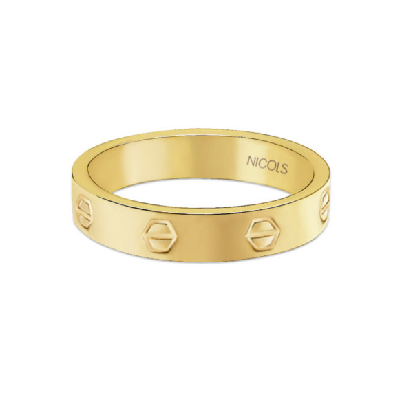 Anillo de Oro Tornillos Armonía 4mm - Anillos de Oro Sin Piedras