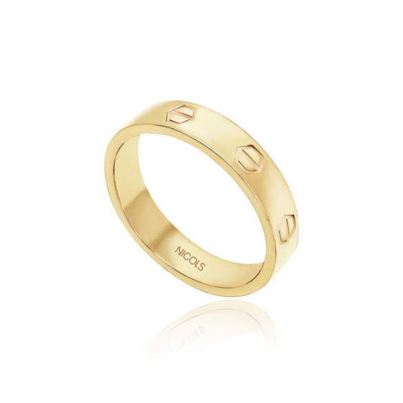 Anillo de Oro Tornillos Armonía 4mm - Anillos de Oro Sin Piedras
