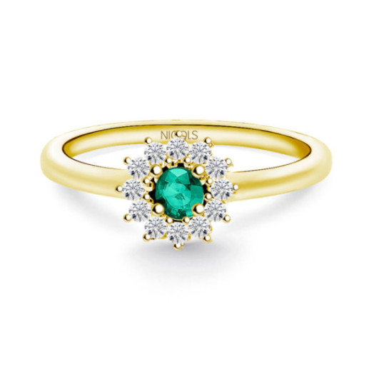 Anillo Esmeralda Margarita 0.25 Oro Amarillo - Smeraldo