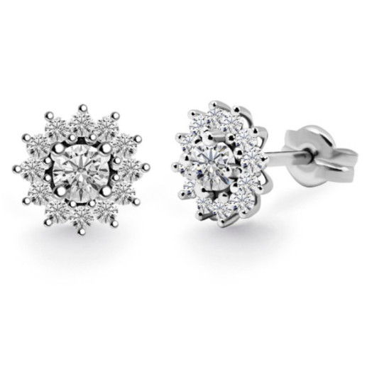 Pendientes Diamantes Margarita 0.60 Flor Orla - Pendientes de Novia