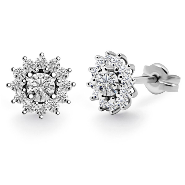 Pendientes Diamantes Margarita 0.60 Flor Orla - Brincos de noiva