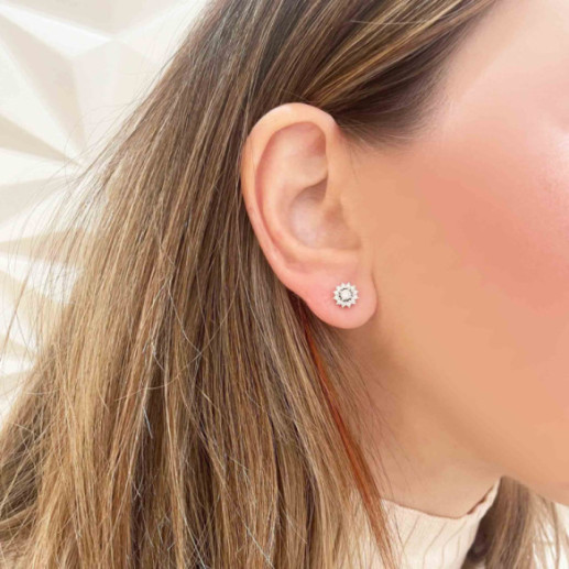 Pendientes Diamantes Margarita 0.60 Flor Orla - Pendientes de Novia 2