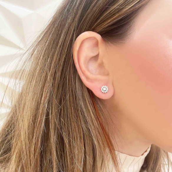 Pendientes Diamantes Margarita 0.60 Flor Orla - Brincos de noiva