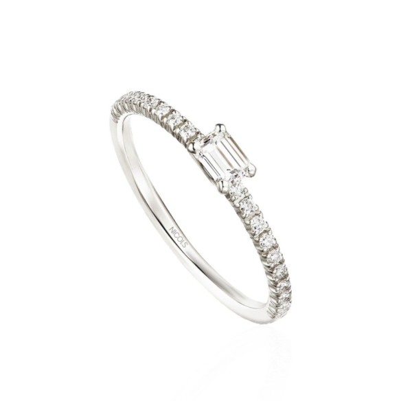 Anillo Diamantes Delphina 0.18 Talla Esmeralda Oro Blanco - Talla Esmeralda